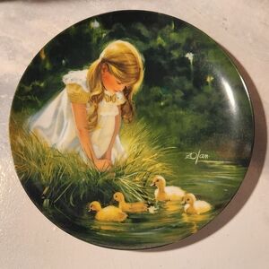 Charming Girl and Ducklings Decorative Plate